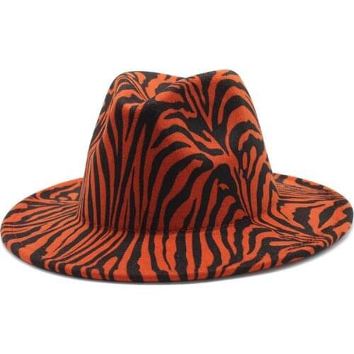 Panama zebra pattern accessories shallow fedora hat leopard print top hat flat brim couple hat jazz hat wholesale панама женская