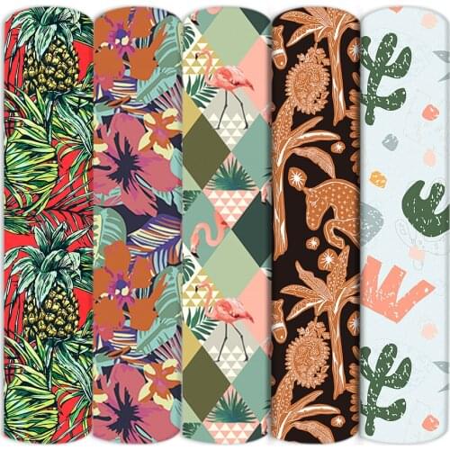 Fern Leaf Pineapple SummerPolyester Cotton Fabric PatchworkTissue Sewing Quilting Fabric Needlework Material DIY Handmade,c17960