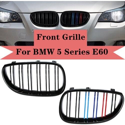 A Pair Car Kidney Grill Racing Double Line Grille For BMW 5 Series E60 2003-2010 Car Tuning Front Grills Accessories