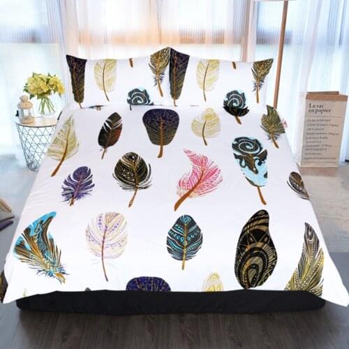 Simple Bedding Sets floral White Leaf Duvet Cover Set Single Double Queen Size King Bedclothes Quilt Plant No Bed Sheet