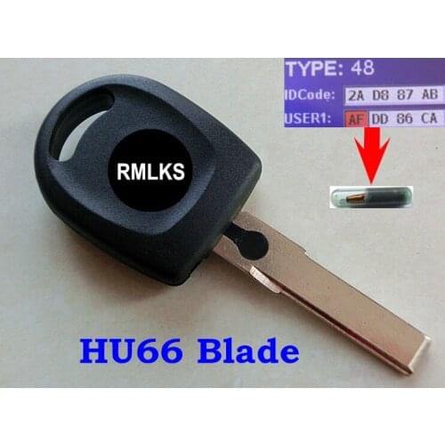RMLKS Car Key Blank Fit For B5 For Passat Transponder Key ID48 Chip Key Uncut HU66 Blade Key With Light