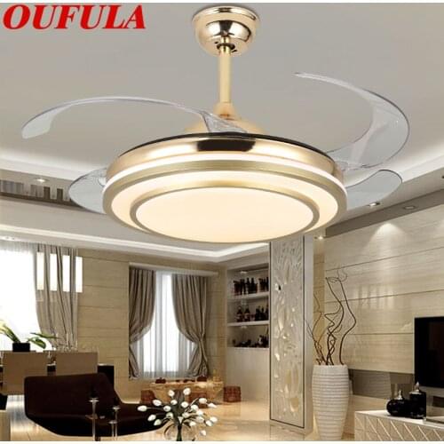 OUFULA Invisible Fan Blade Remote Control Modern Ceiling Fan Lights Lamps For Dining room Bedroom Restaurant