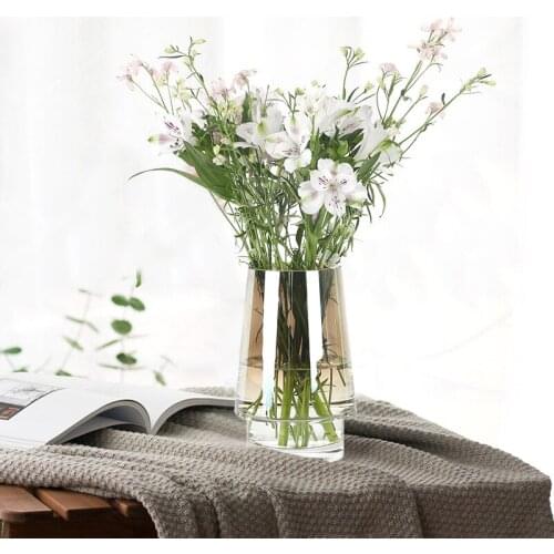 Glass Vase Nordic Golden Gradient Flower Vases Modern Home Decoration Bottle Dinging Table Decorative Plants Pots Декор Дома