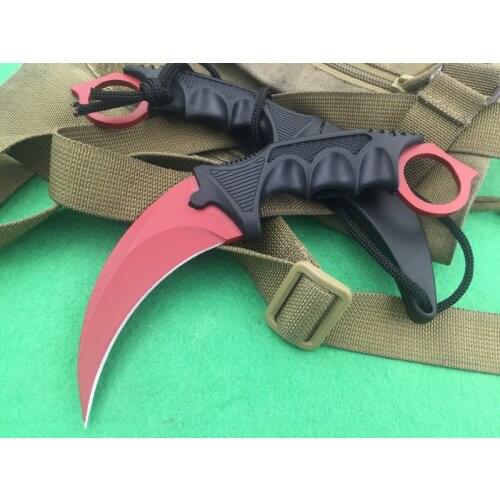 CSGO FireCross Eagle Claw Karambit Knife Red Blade Tactical Pocket Fixed Blade Knife Hunting Fishing EDC Survival Tool Knives