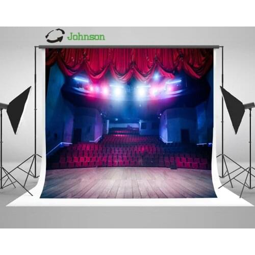 Theater Curtain Light Stage Dramatic Wood Red Auditorium Background polyester or Vinyl cloth Computer print wall backdrops