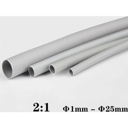5Meters 2:1 Grey Soft Heat Shrink Tube Wire Cable Insulation Tubing USB Protector Wrap Dia1 2 3 4 5 6 8 9 10 11 12 14 16 25 mm