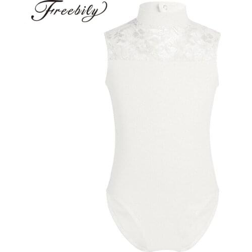 Ballet Leotard For Girls Sleeveless Turtleneck Lace Back Ballet Dancing Costume Professional Kids Sexy Gymnastics Leotards