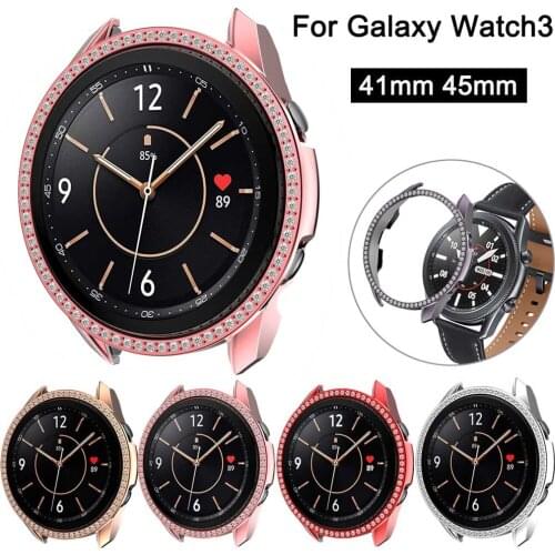 Diamond Bling Fashion Watch Case for Samsung Galaxy Watch 3 45mm 41mm Strong PC Protective Frame Cover Thin Replace Bumper Shell