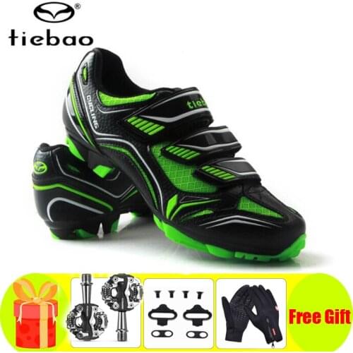 Tiebao Cycling Shoes Sapatilha Ciclismo Mtb Men Sneakers Women Mountain Bike Green Self-Locking Superstar Original Bicycle Shoes