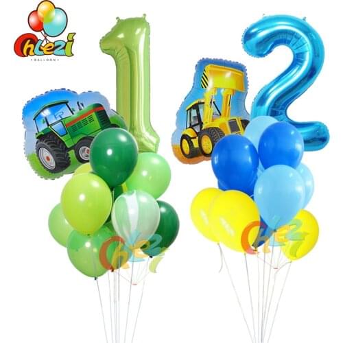 12pcs Farm Tractor Helium Balloons 40 inch Number Foil balloon baby shower Farm Theme birthday party decorations kids Air Globos
