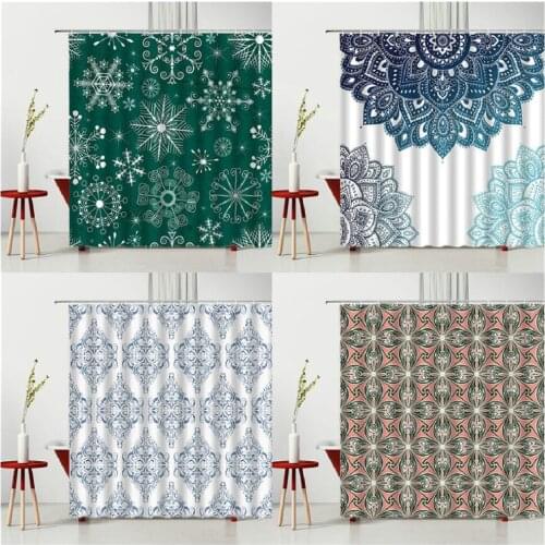 Bohemian Shower Curtain Datura Ethnic Style Indian Bathtub Decoration Simple Style Waterproof Polyester Fabric 240X180cm