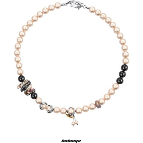 Babama Beatles pearl necklace Zhang Lunshuo with a light luxury niche design male hip-hop couple gift pendant