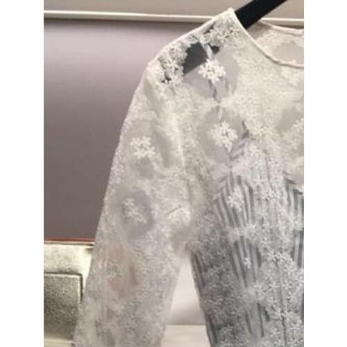 2021 New Spring and Summer Palace Style Lace Embroidered Striped Two-piece Dress