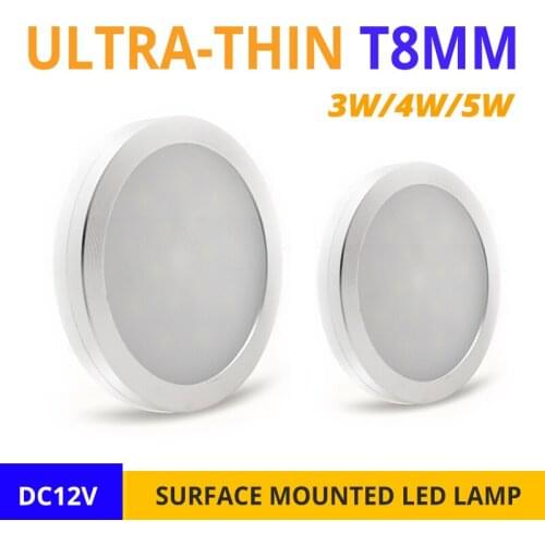 12pcs Ultrathin T8MM 3W/4W/5W LED Ceiling Spotlight Indoor Home Cabinets DC12V Surface Mounted Small Panel Lamps 5-Year Warranty