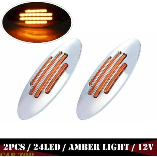 24LED Truck Marker Lights Amber Side Marker Light Clearance Truck Trailer Indicator 12V For Peterbilt