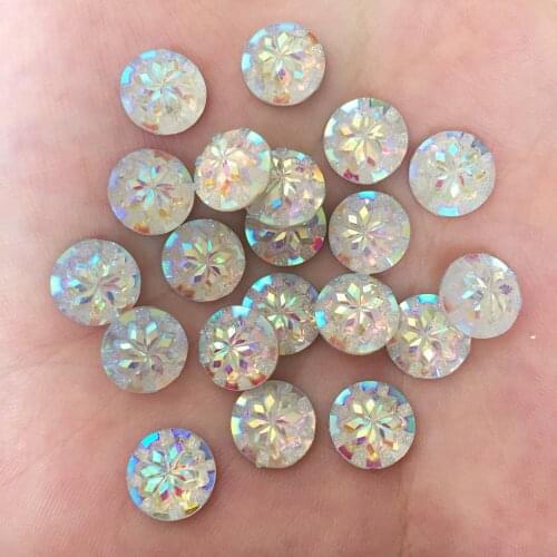 250pcs AB Resin 10mm 3D Flower Round Flatback Rhinestone Scrapbooks Wedding DIY Embellishments for Clothing F396*5