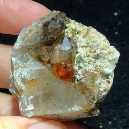 34.8g100% natural crystal garnet mica symbiotic mineral home decoration healing energy pulse teaching collection