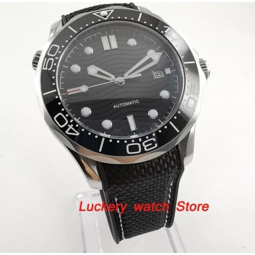 41mm no logo black dial Luminous saphire glass;black Ceramic Bezel Automatic movement mens watch-BA108