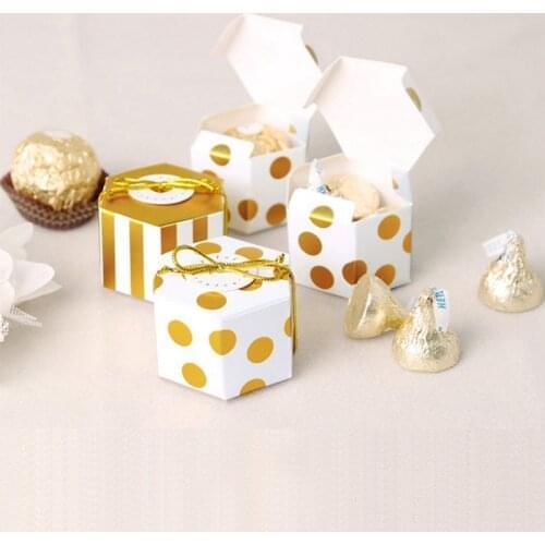 50pcs Gold Black Stripe Dot Chocolate Box Mini Cookie Candy Chocolate Box Treat Kids Birthday Party Supplies Drop Shipping