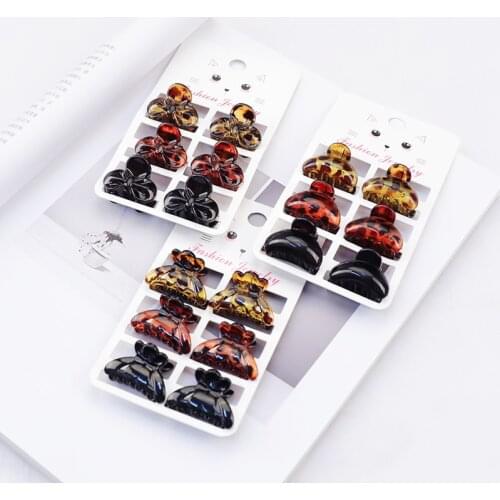 2021 New 6pcs/Card Kids Hair Claw For Girls Leopard Transparent Medium Hair Clips Accessories Beautiful Hair Style Tools