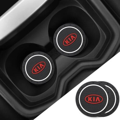 2Pcs Pu Car Water Cup Slot Non-Slip Mat Pad For Kia Sportage Ceed Rio Picanto Sorento Soul Cerato Venga Cadenza Forte K9