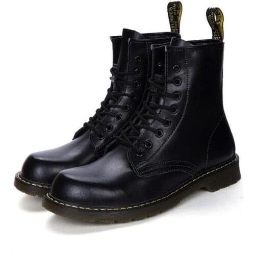 2021 Martens Chunky Boots for Men Women Genuine Leather Non-slip Couple Ankle Boots Motorcycle Men Boots Big Size 35-47 Male Sho