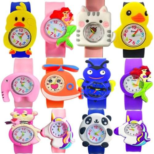 Child Toys Baby Birthday Gifts Students Clock Children Watch Cartoon 12 Patterns Silicone Strap Animal Mermaid Cat Kids Watches