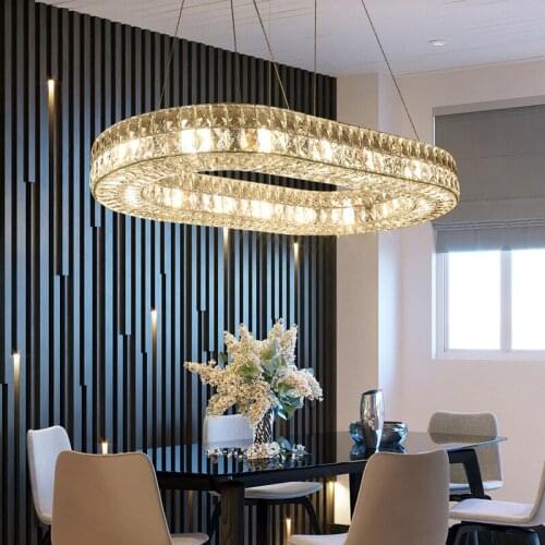 Designer American crystal lamp simple modern living room dining room chandelier oval crystal chandelier bar table lamp