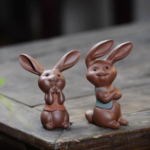 Purple Sand Tea Rabbit Handicrafts Zodiac Sculpture Tea Set Ornaments Ceramic Figurine Statue