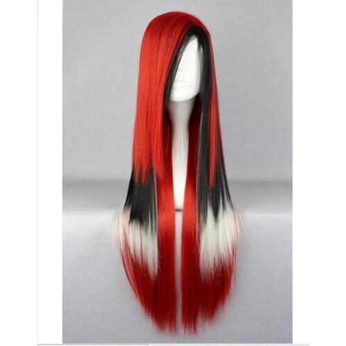 Hot heat resistant Party hair Fashion red Mixed Long Hair Straight Lolita Full Wigs Anime Cosplay Party Wig
