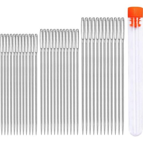 KAOBUY 36 PCS 1.97in 2.13in 2.4in Stainless Steel Large Eye Needles Cross Stitch Needles Embroidery Tool Household Sewing Tool