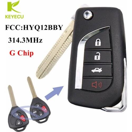 KEYECU Modify Flip Remote Key Fob 314.3MHz G Chip for Toyota Camry Corolla 4Runner Rav4 Yaris FCC: HYQ12BBY