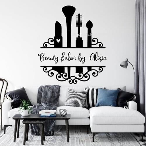 Beauty Salon Wall Decals Wake Up And Delicate Make Up Stickers By Name Custom Vinyl Decal For Girls Room Bedroom Art Decor LL711