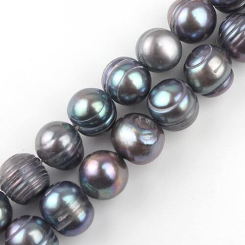 10-11mm Natural Freshwater Pearl Beads Black Multicolor Pearls Round Beads For Jewelry Making DIY Bracelet Accessories 15