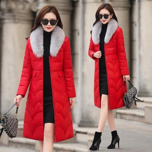 Jacket Leather Genuine Mink Fur Collar Down Jackets 2020 Winter Jacket Women 100% Sheepskin Coat Female Overcoat