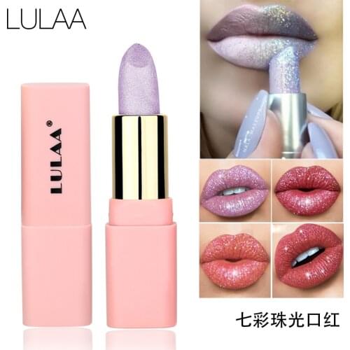 LULAA Metallic Waterproof Lip Stick Gold High Gloss Lipstick Pearlescent Balm Long Lasting Sexy Woman Cosmetics