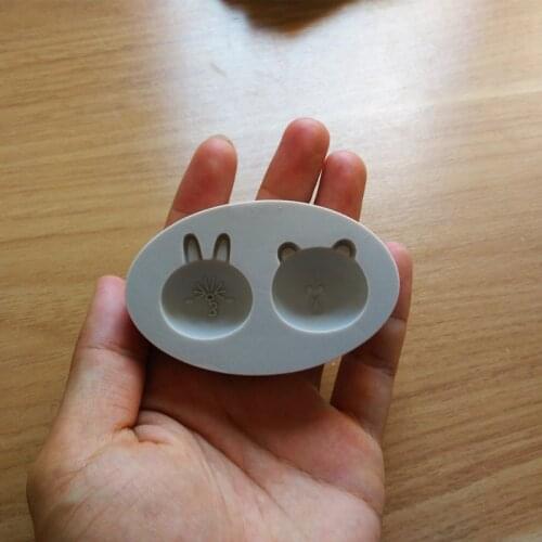 Cute Bears head With Rabbit head 3D Silicone Cake Mold Soap Candle Molds Kitchen Baking Fondant Cake Decorating Tools SQ1773