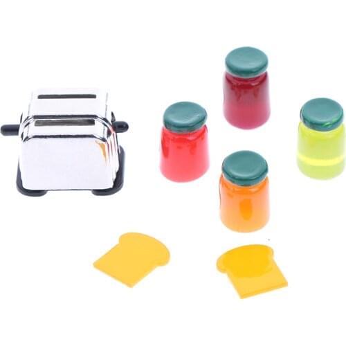 Mini 1:12 Doll House Miniature Bread Machine and jam Bread Slices for Dollhouse Decor Accessor Classic Kitchen Toys