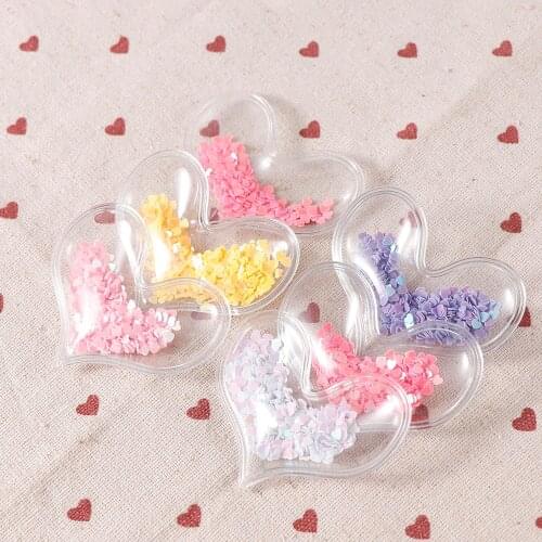 New Accessories Heart Shape Transparent Plastic Bag with Colorful Sequins DIY Make Hair Clip Accessories Craft Handmade Decorati
