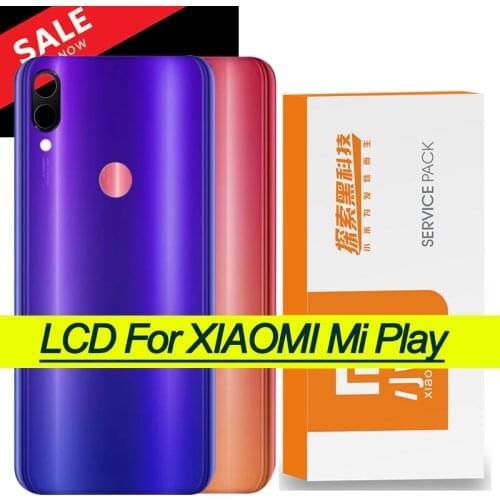 Original Back Housing Replacement for Xiaomi Mi Play Back Cover Battery Glass with Camera Lens adhesive Sticker