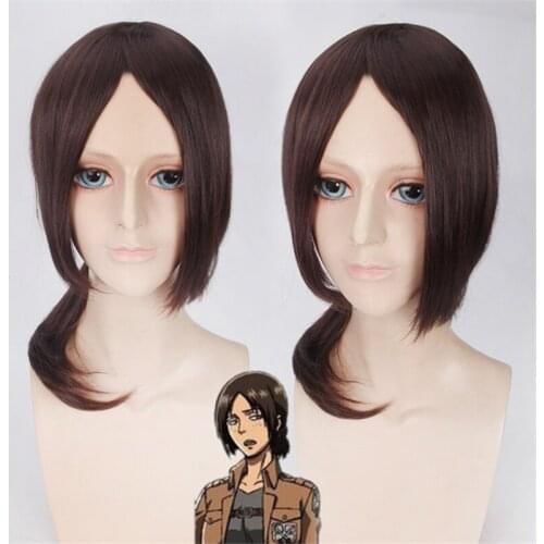 50cm Anime Attack on Titan Cosplay Ymir Wig Role Playing Wigs Halloween Cosplay Brown Hair Ponytail Heat Resistant Synthetic