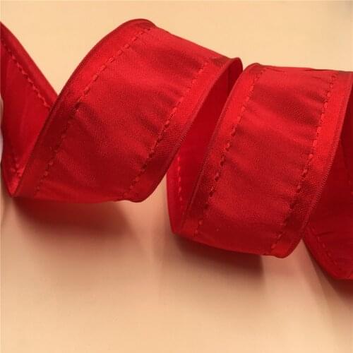 38mm X 25yards Wired Red Satin Edge Stitched Ribbon. Gift Bow,Wedding,Cake Wrap,Tree Decoration,Wreath N1071