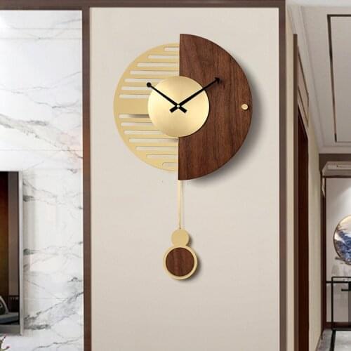 Luxury Copper Wall Clock Modern Design Living Room Fashion Wall Watch Pendulum Metal Classic Duvar Saatleri Room Decor EB50WC
