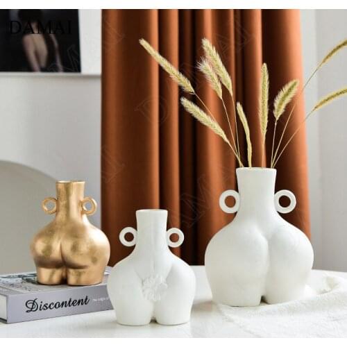 Nordic Binaural Body Art Vase Creative Human Statue Ceramic Crafts Ornaments Office Meeting Room Desktop Decorations Home Decor