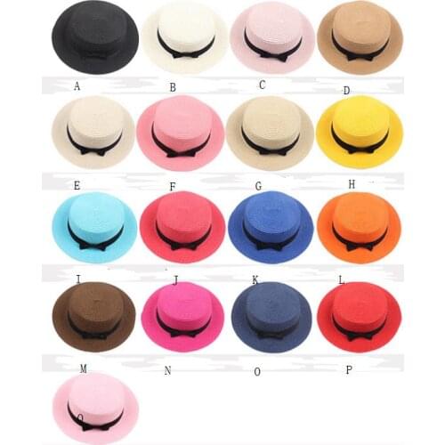 Children Christmas Party Cap Summer Straw Hat Wide Brim Bowknot Beach Sun Protection Hats Visor for Girls Grass Braid