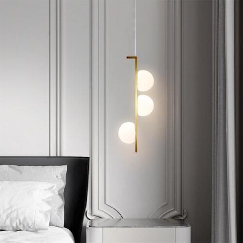 Modern luxury long line ball pendant lights bedroom bedside lamps Nordic study room aisle lamp hanging home lights fixtures