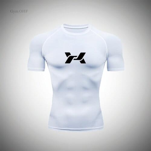Mens Tights Gym Stretch T-Shirt Quick Drying T-Shirt Breathable Suit Running Suit Boxing T-Shirt Brand Mens Sportswear MMA