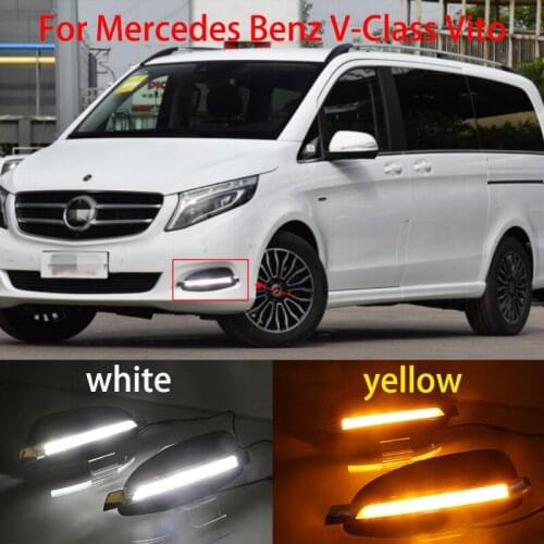 2PCS LED Daytime Running Light Car Accessories 12V DRL Fog Lamp For Mercedes Benz V-Class Vito V250 V260 2016 2017 2018