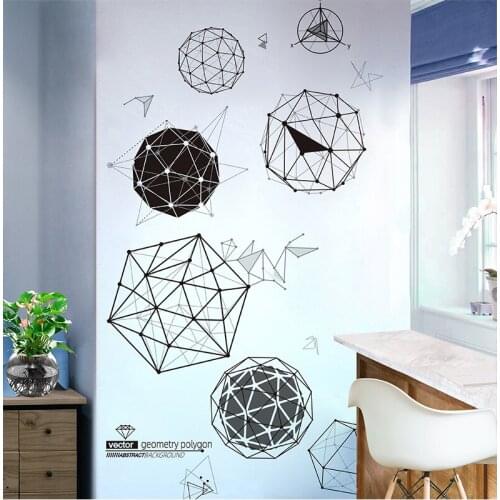Creative Geometry Wall Stickers Boys Room Decoration Bedroom Living Room Backdrop Wall Decals Self Adhesive Home Office Decor