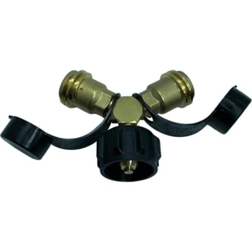 Universal 2 Way Propane Tank Adapter Y Splitter Converts QCC for BBQ Grill Y Propane Tank Adapter